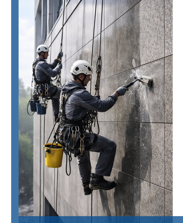 Профессиональная мойка фасада из керамогранита в Слободской