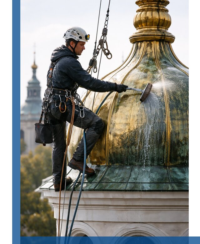 Профессиональная мойка куполов и шпилей высотными альпинистами в Слободской