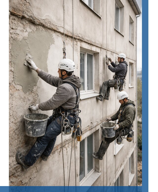 Ремонт штукатурного фасада в Слободской от 773 р. под ключ | ВЫСОТНИК-Слб