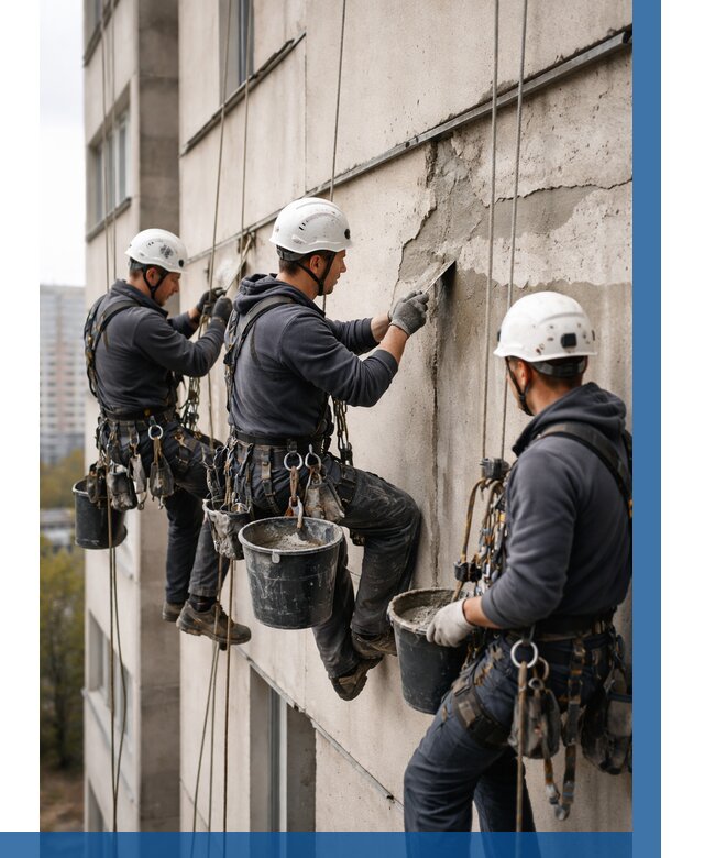 Ремонт бетонных элементов фасада в Слободской от 2576 р. | ВЫСОТНИК-Слб