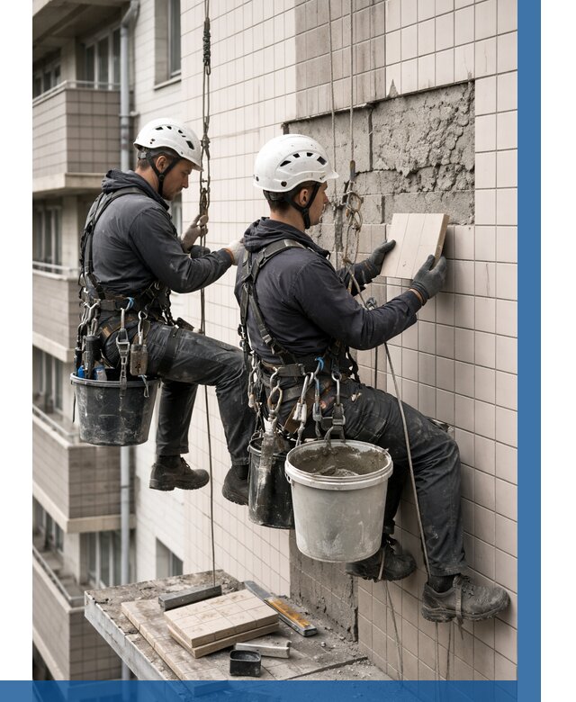 Ремонт облицовки фасада плиткой в Слободской от 1855 р. | ВЫСОТНИК-Слб