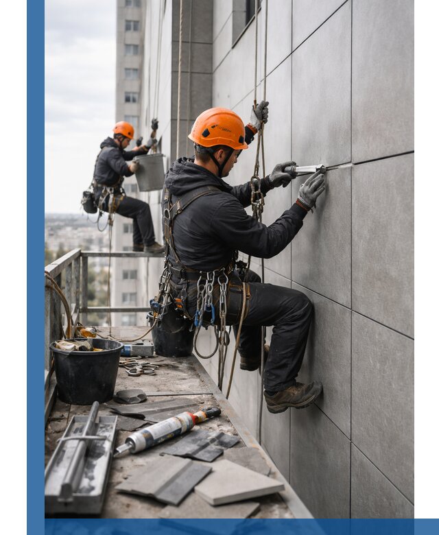 Профессиональный ремонт фасада из керамогранита в Слободской