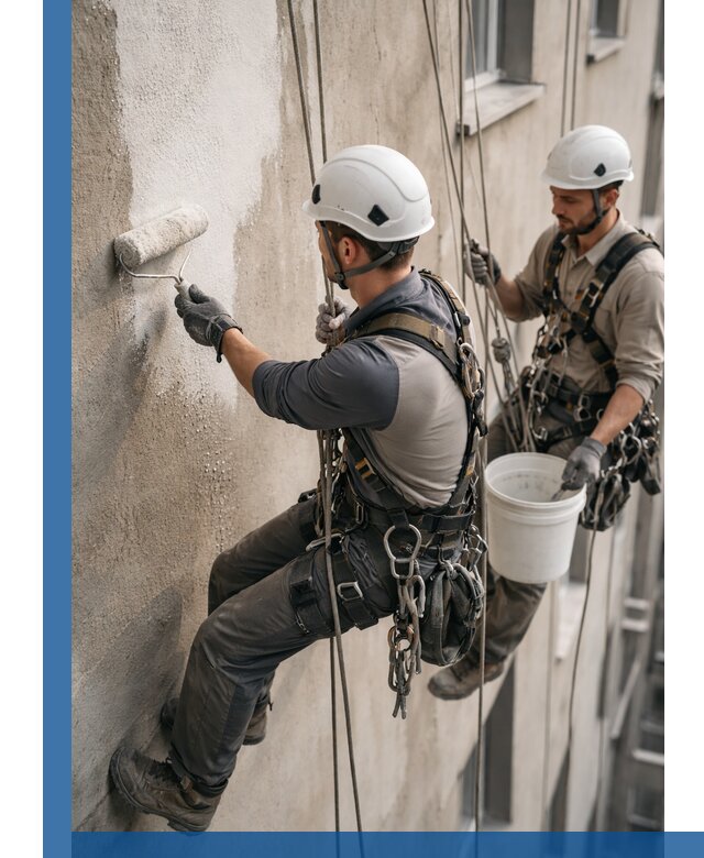 Грунтовка фасада на высоте в Слободской промышленными альпинистами