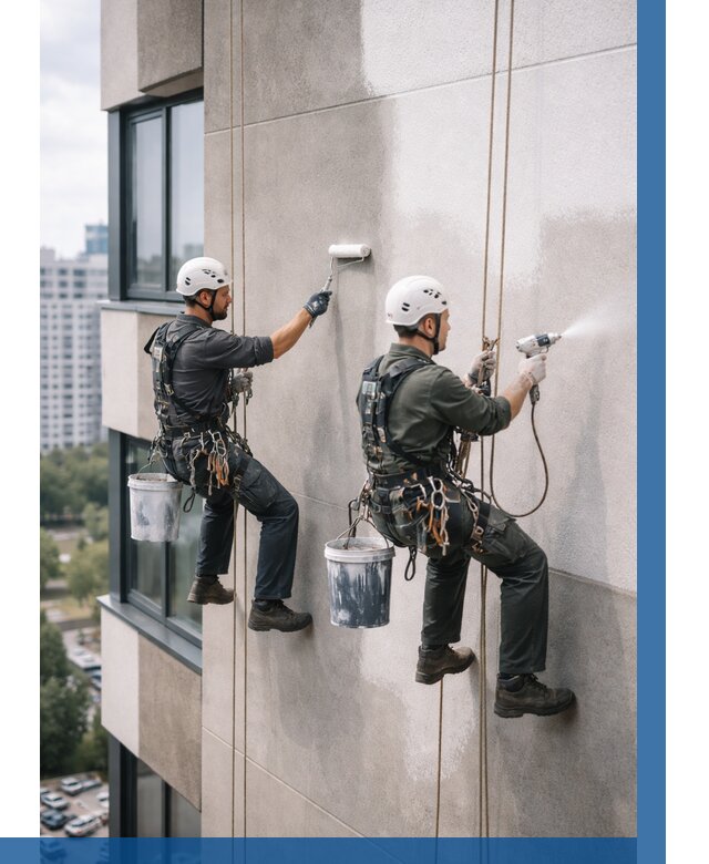 Покраска фасада альпинистами в Слободской от 309 р. | ВЫСОТНИК-Слб