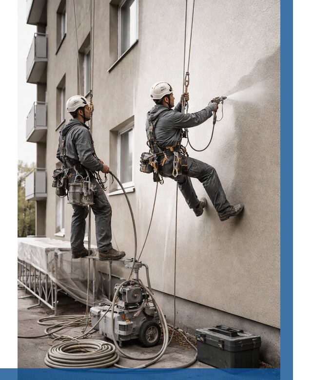 Безвоздушная покраска фасада в Слободской от 227 р/м² | ВЫСОТНИК-Слб