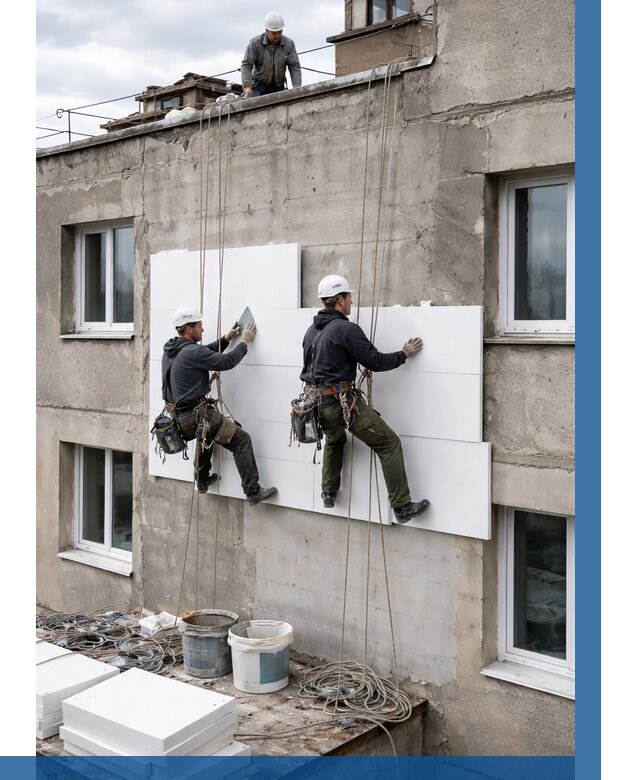 Утепление фасада пенополистиролом в Слободской от 1855 р. | ВЫСОТНИК-Слб