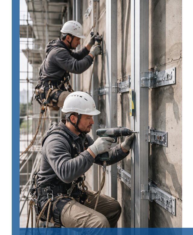 Монтаж и крепление подсистемы вентфасада в Слободской