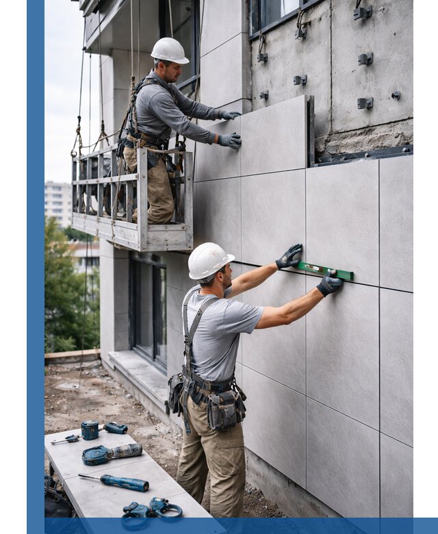 Монтаж керамогранита на фасад в Слободской под ключ с гарантией качества