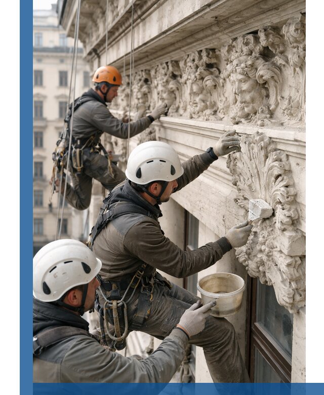 Реставрация фасадной лепнины с высотными работами в Слободской