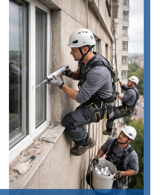 Герметизация оконных швов снаружи в Слободской от 1546 р. | ВЫСОТНИК-Слб