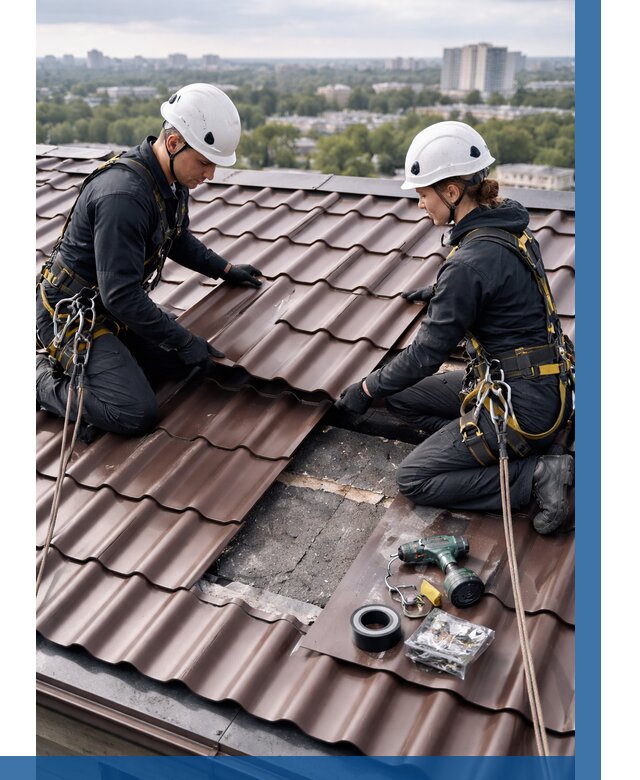 Ремонт металлочерепицы на крыше в Слободской от 927 р. | ВЫСОТНИК-Слб