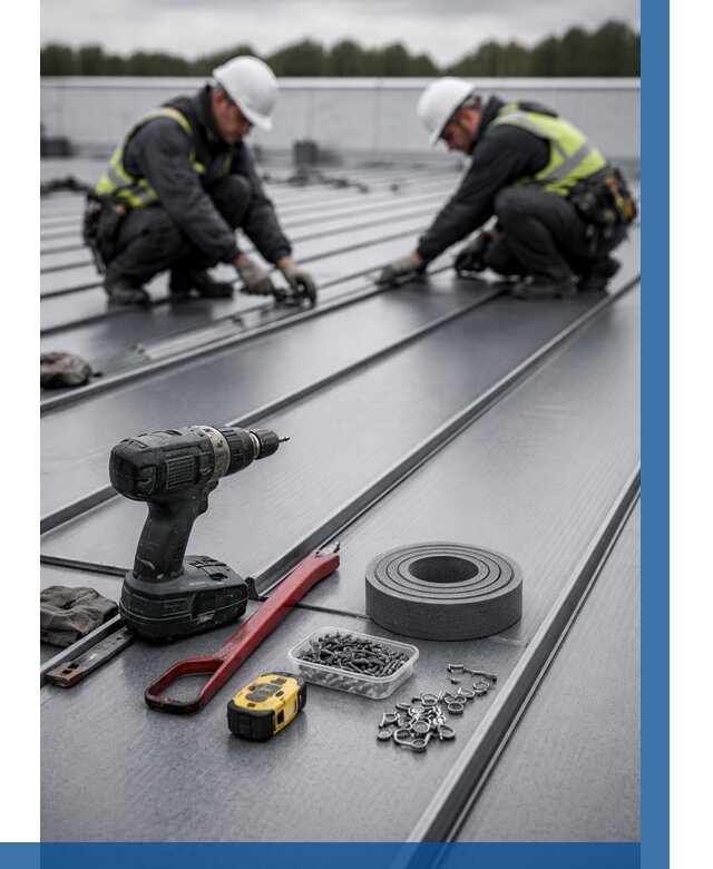 Монтаж фальцевой кровли в Слободской от 1855 р. | ВЫСОТНИК-Слб