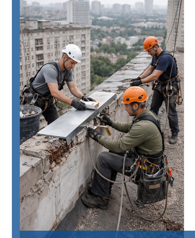 Ремонт парапета на кровле в Слободской, высотные работы с гарантией