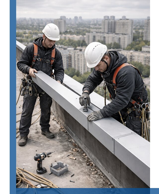 Монтаж парапетных крышек и ограждений кровли в Слободской