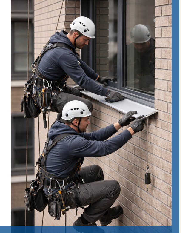 Монтаж оконных отливов под ключ в Слободской от 3607 р. | ВЫСОТНИК-Слб