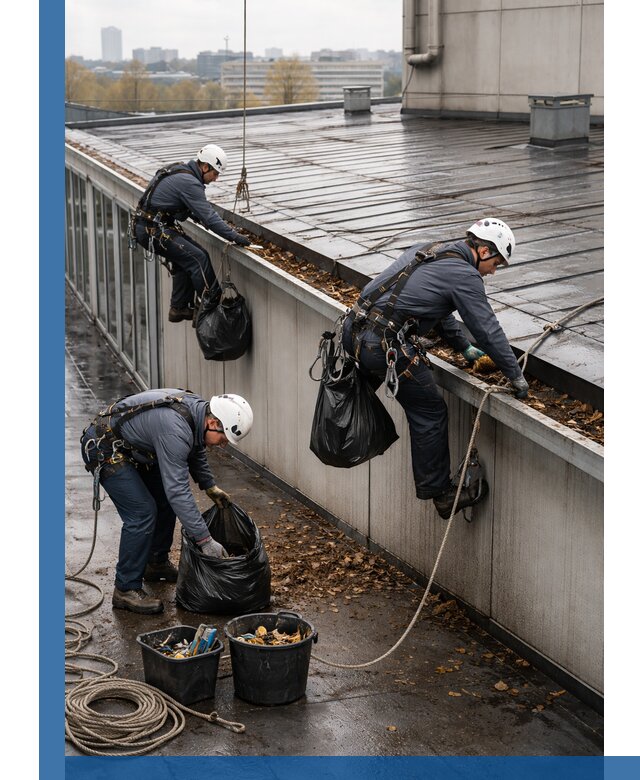 Очистка кровли по периметру в Слободской силами промышленных альпинистов