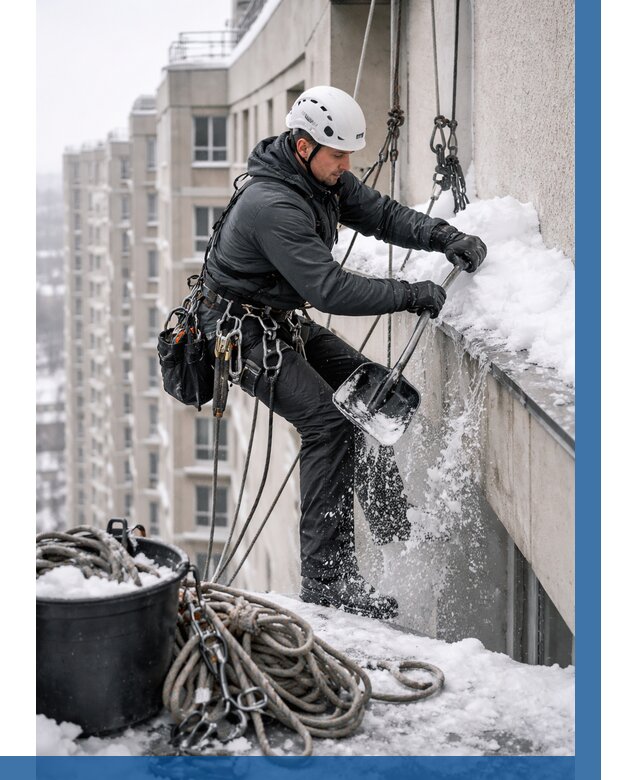 Очистка карнизов от снега в Слободской от 309 р. | ВЫСОТНИК-Слб