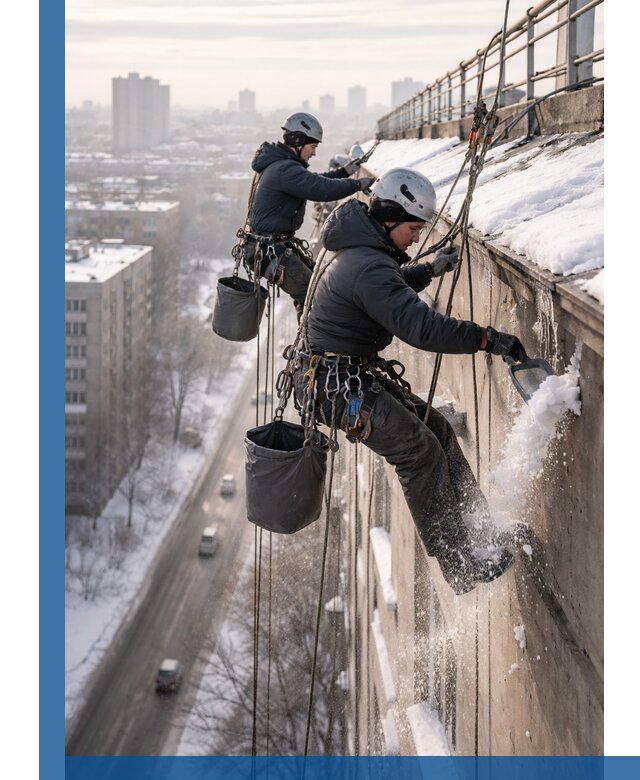 Очистка карнизов от снега в Слободской профессионально и безопасно