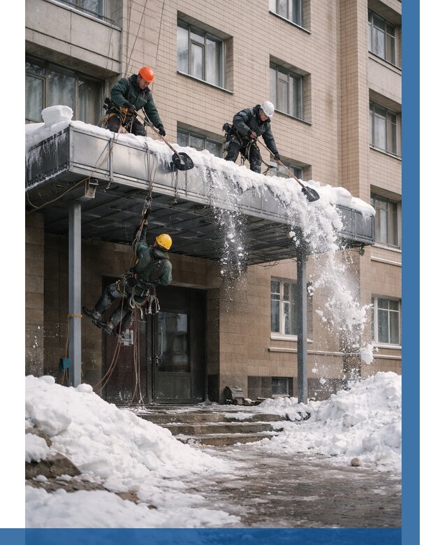 Очистка козырьков от снега в Слободской от 3607 р. | ВЫСОТНИК-Слб