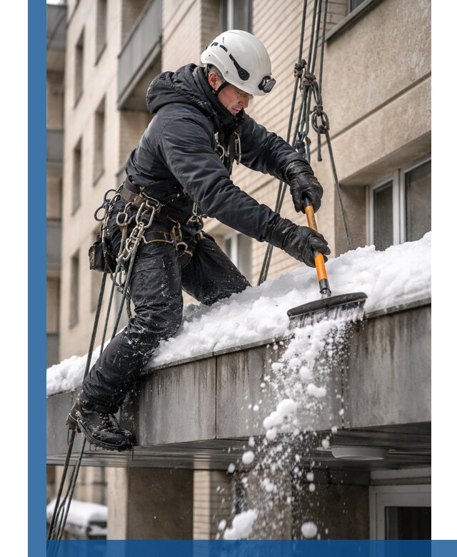 Очистка козырьков от снега в Слободской круглогодично безопасно