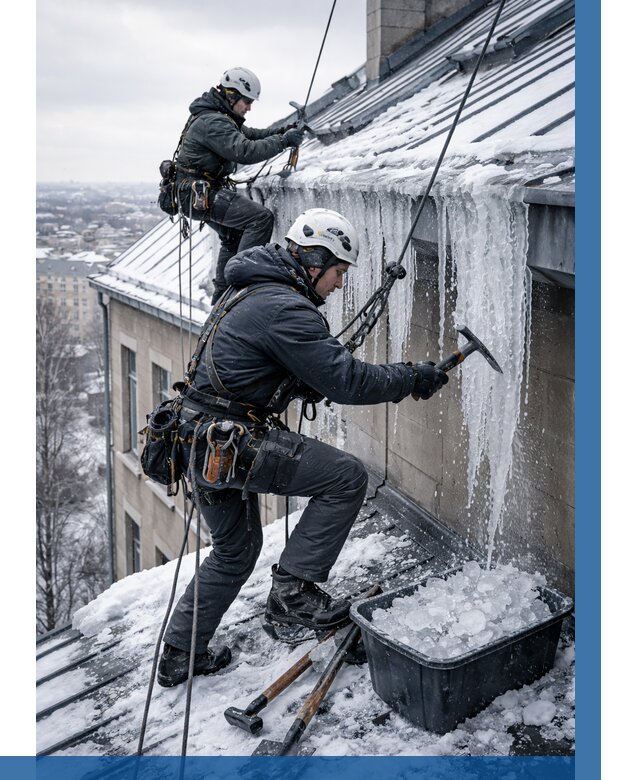 Удаление наледи с кровли в Слободской от 5668 р. | ВЫСОТНИК-Слб