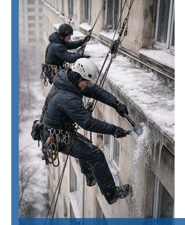 Удаление наледи и сосулек с карнизов в Слободской профессионально