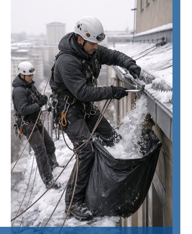 Аварийная очистка крыши в Слободской под ключ от 309 р. | ВЫСОТНИК-Слб