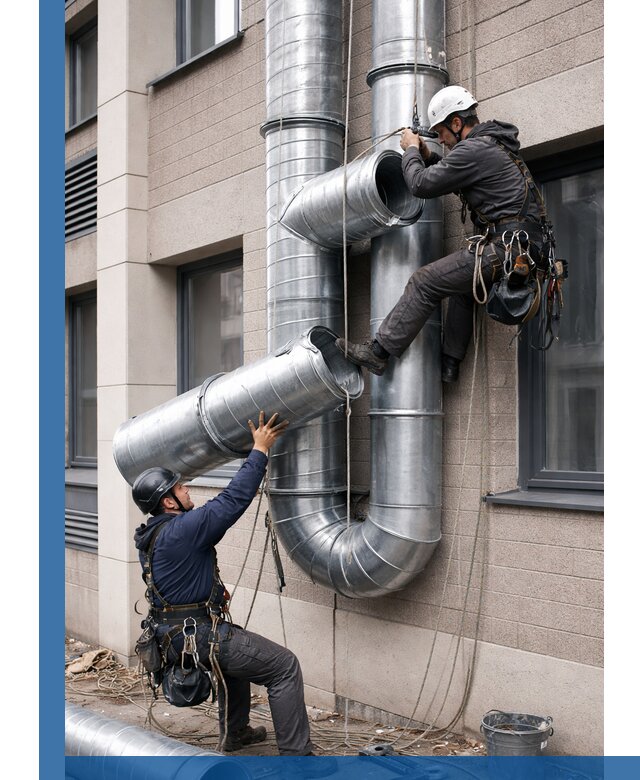 Монтаж фасадных воздуховодов в Слободской с герметизацией и крепежом