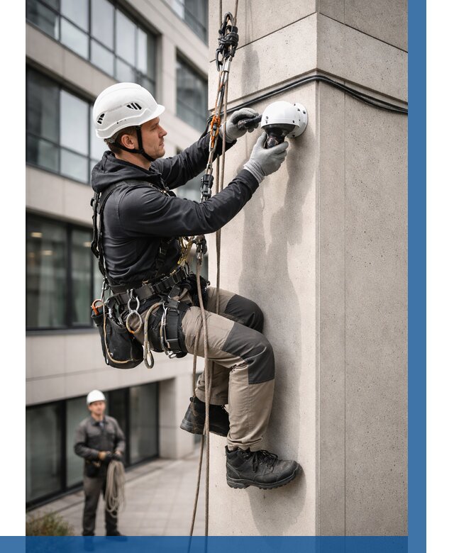 Монтаж камер видеонаблюдения на фасаде в Слободской от 8759 р.-ВЫСОТНИК-Слб