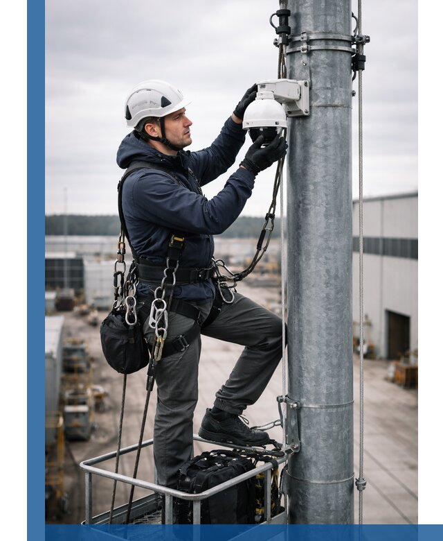 Профессиональная установка видеокамер на мачте в Слободской