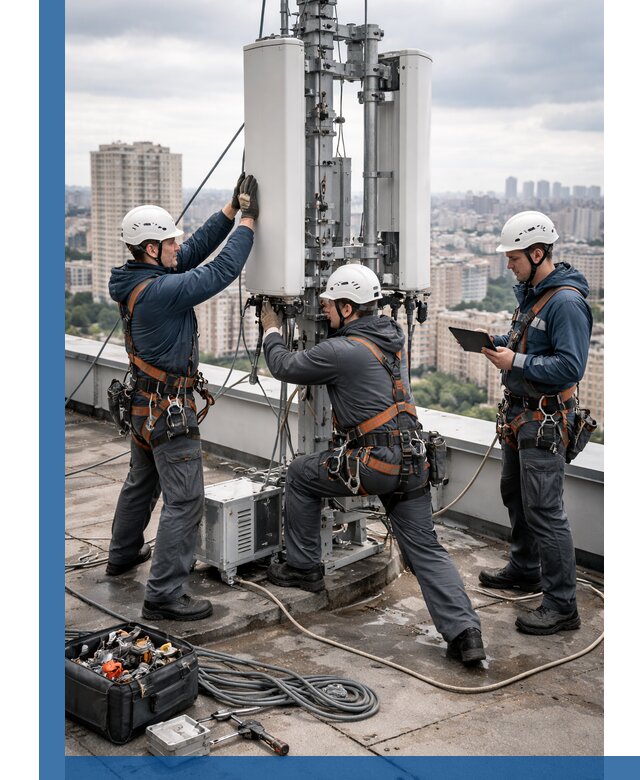 Монтаж антенн связи на крыше в Слободской с вводом в эксплуатацию