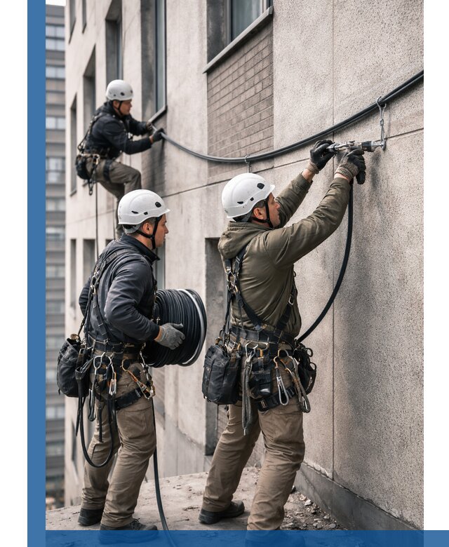 Прокладка кабеля по фасаду в Слободской, профессиональный монтаж