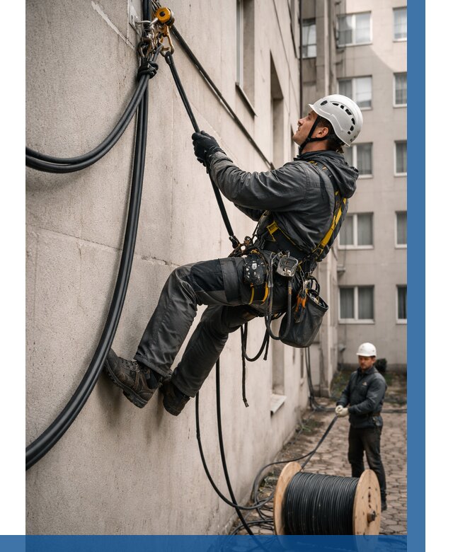 Протяжка кабеля питания на высоте в Слободской от 464 р. | ВЫСОТНИК-Слб