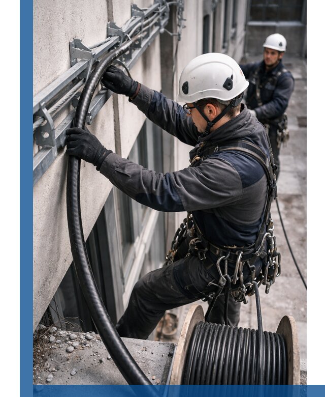 Протяжка кабеля питания на высоте в Слободской с гарантией безопасности и качества