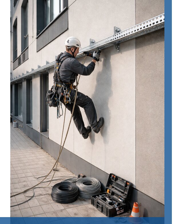 Монтаж кабельных лотков на фасаде в Слободской от 1237 р. | ВЫСОТНИК-Слб