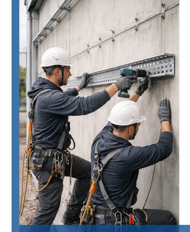 Монтаж кабельных лотков на фасаде зданий в Слободской с гарантией