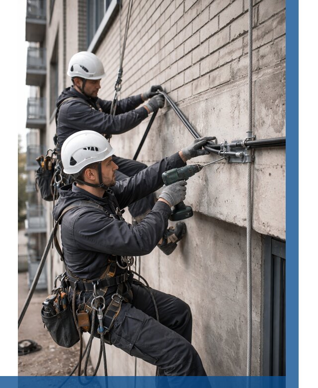 Крепление кабеля на фасаде в Слободской от 361 р. | ВЫСОТНИК-Слб