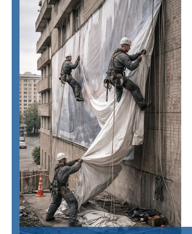 Демонтаж баннеров с фасада в Слободской оперативно и безопасно