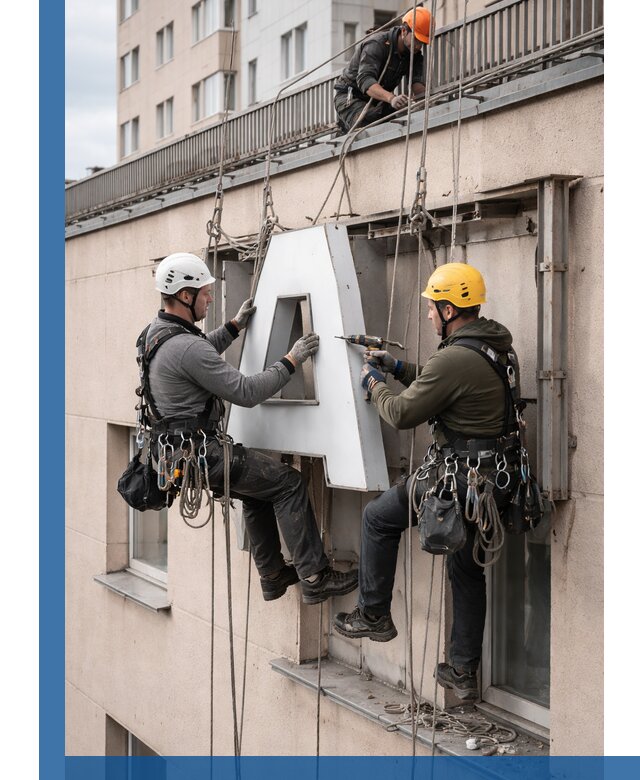 Ремонт и восстановление наружных вывесок на высоте в Слободской