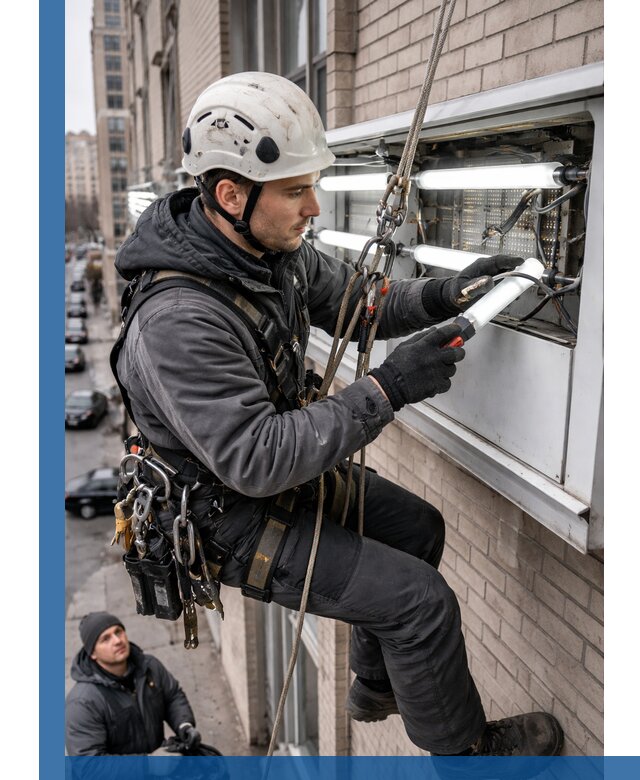 Профессиональная замена ламп в наружной вывеске в Слободской
