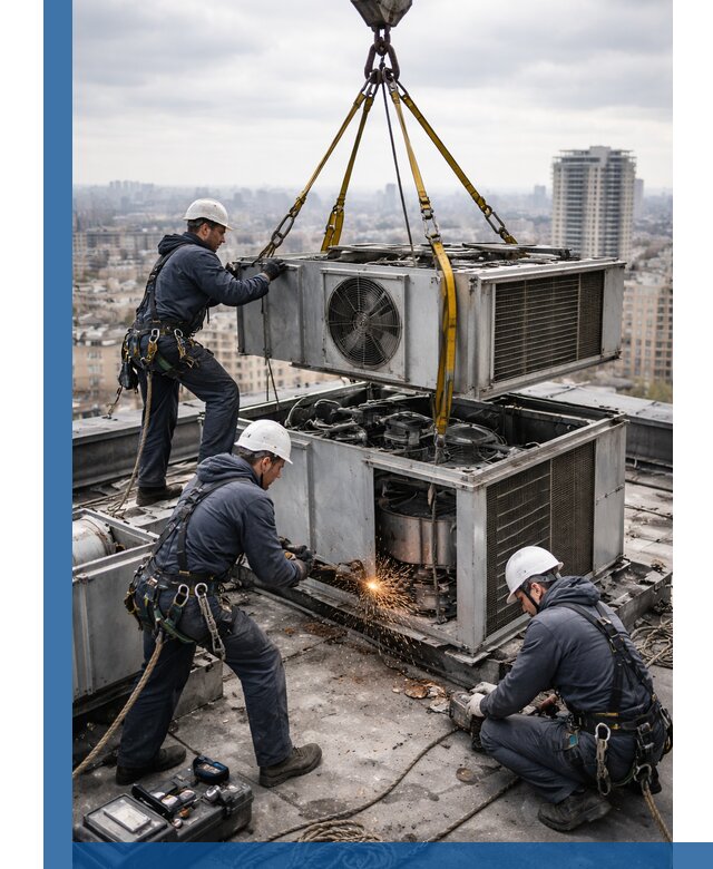 Демонтаж крышной установки в Слободской любой сложности