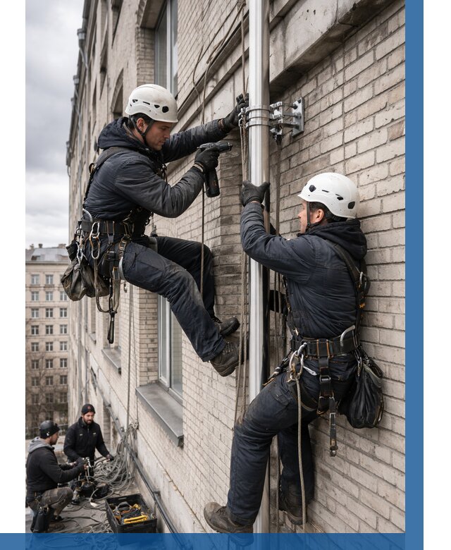 Монтаж флагштока на здании в Слободской от 6698 р. | ВЫСОТНИК-Слб