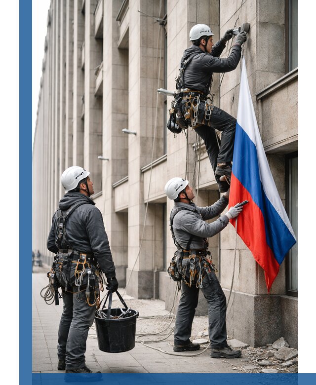 Профессиональная установка флагов на фасаде в Слободской