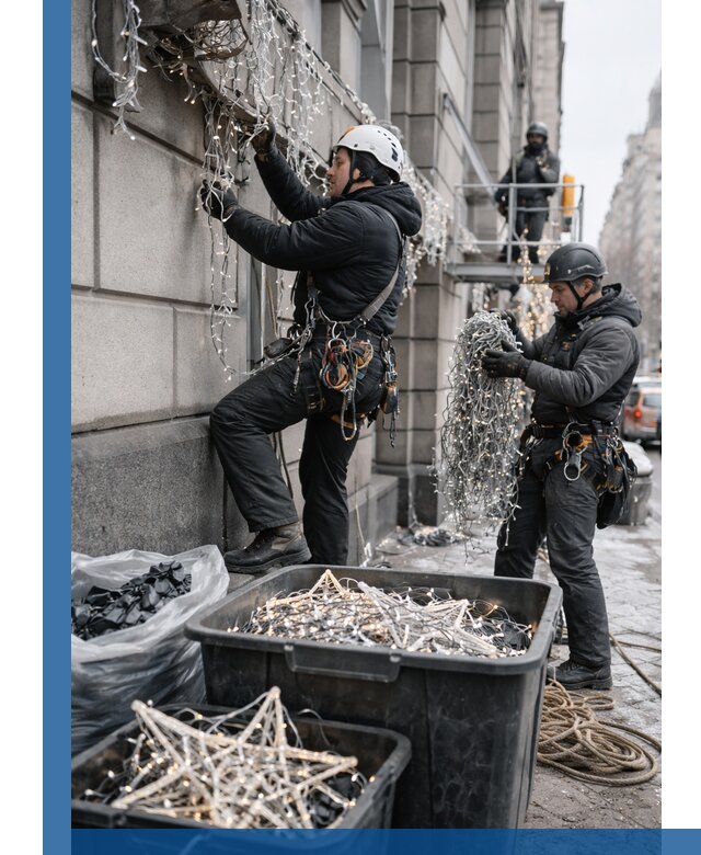 Демонтаж новогоднего оформления и гирлянд в Слободской