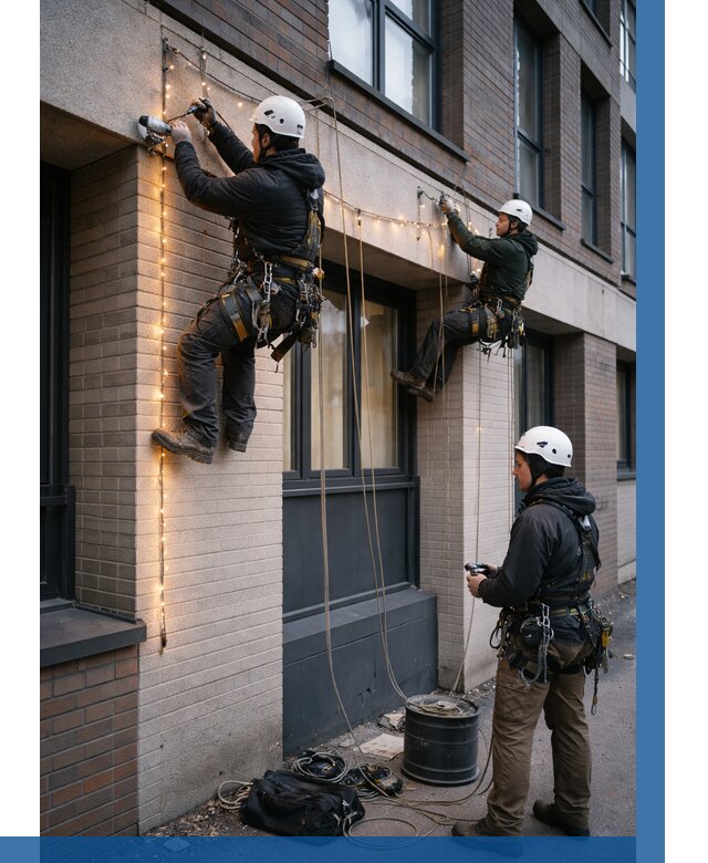 Монтаж гирлянд на фасаде в Слободской от 3607 р. | ВЫСОТНИК-Слб