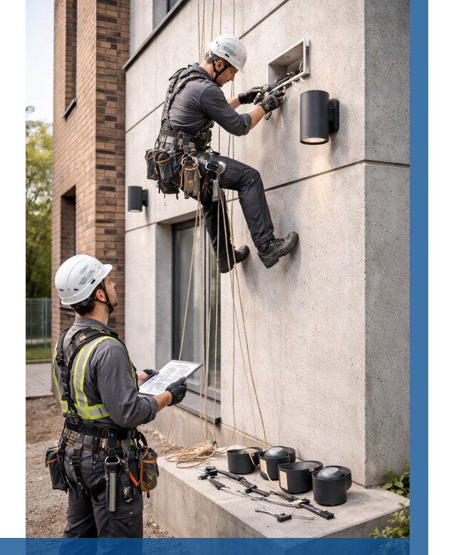 Монтаж фасадного освещения в Слободской от 2576 р. | ВЫСОТНИК-Слб