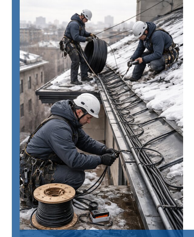 Монтаж греющего кабеля на кровле в Слободской под ключ