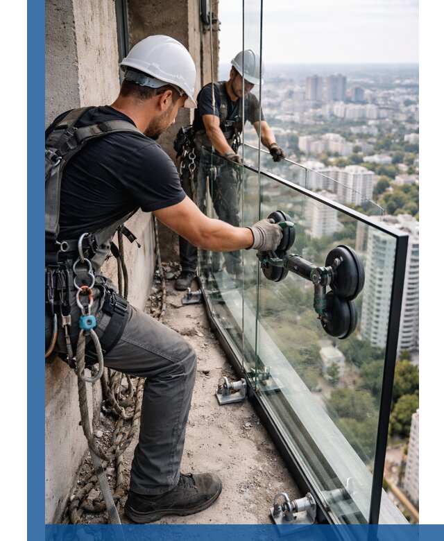 Монтаж стеклянных ограждений под ключ с гарантией в Слободской