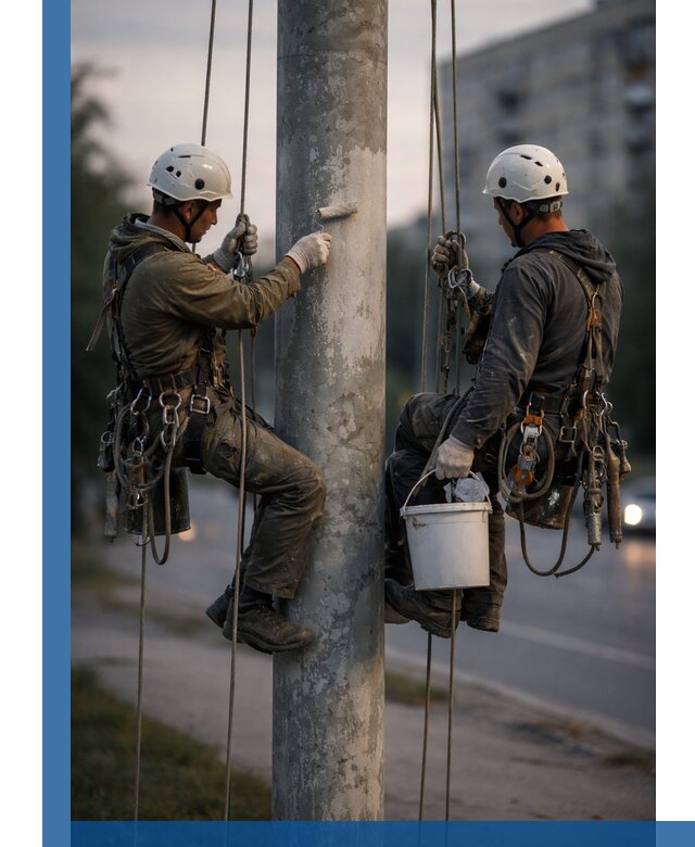 Покраска опор освещения и антикоррозийная защита в Слободской