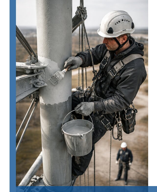 Покраска мачт связи в Слободской промышленными альпинистами